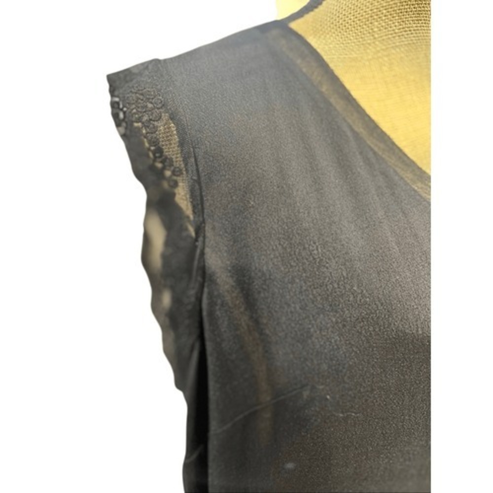 Daniel Rainn Black Lace Trim Sleeveless Blouse XL V Neck Career Office Top - Picture 8 of 13